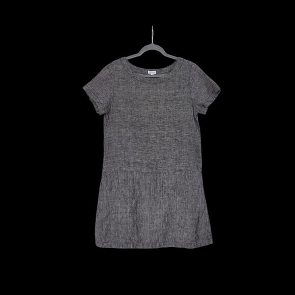 Garnet Hill 100% Linen Striped Coastal Lagenlook Dropwaist Shift Dress, Size 10 - Picture 2 of 13